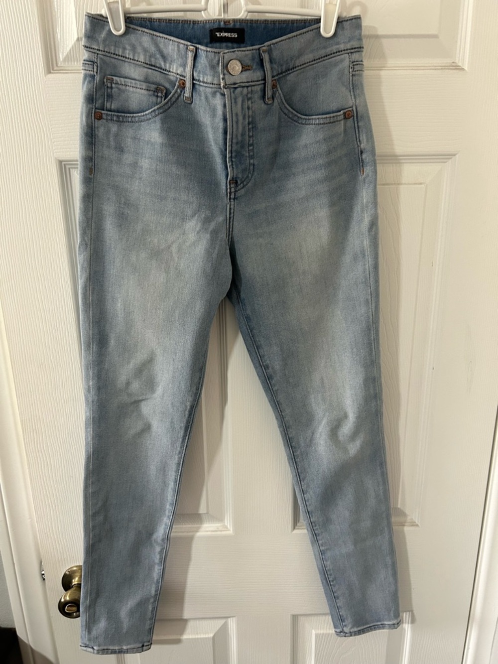 Express Light Blue Mid-Rise Skinny Jeans